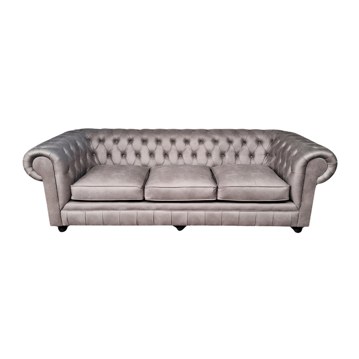 Sillón gris claro Chesterfield 3 plazas